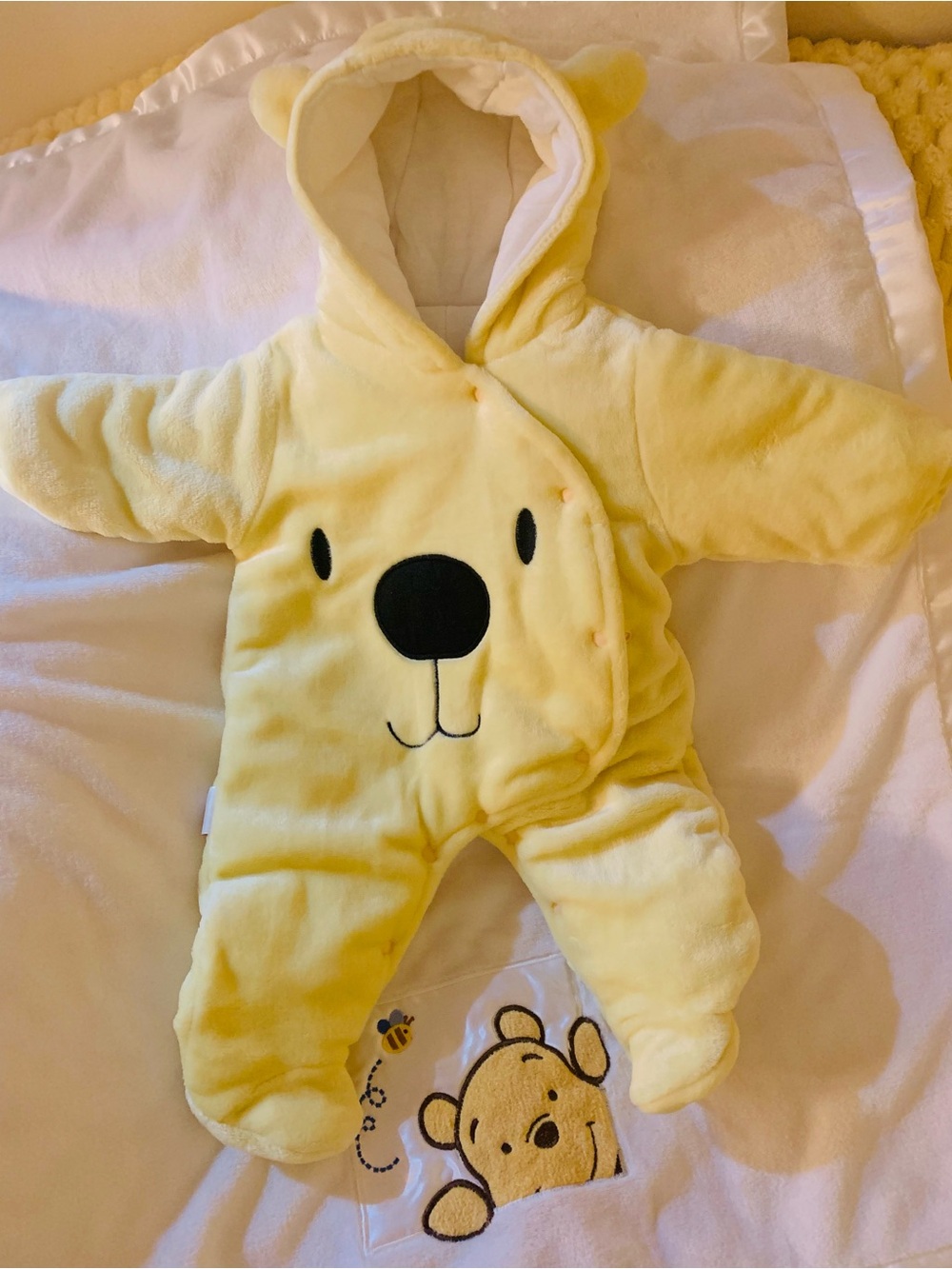 Fairy Baby Winnie The Pooh Baby Hooded Footie Jumpsuit Winter 3-6 M NWOT